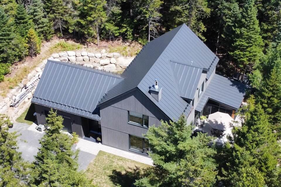 Vue aérienne, La Maison boréale, Biophile architecture