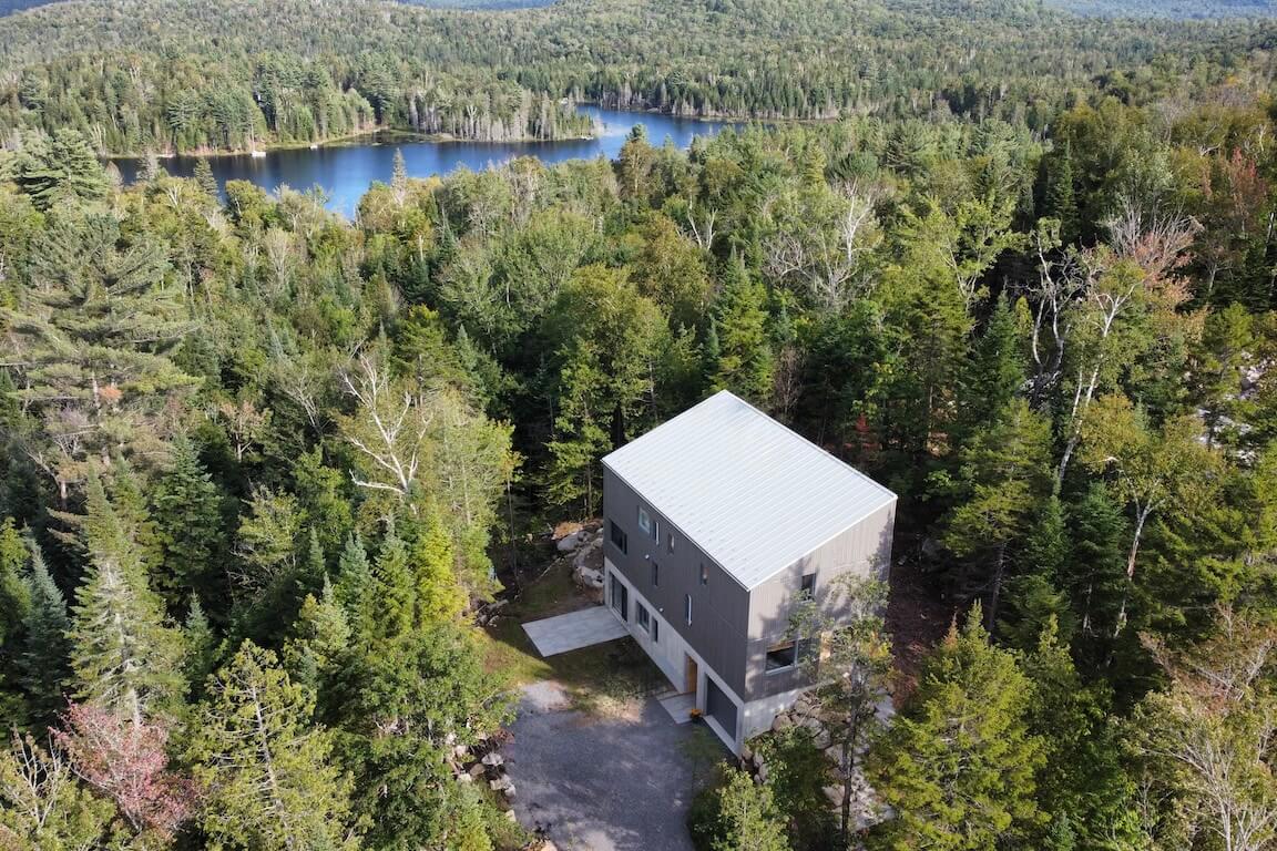 Vue aérienne, Projet La Grive, Biophile architecture